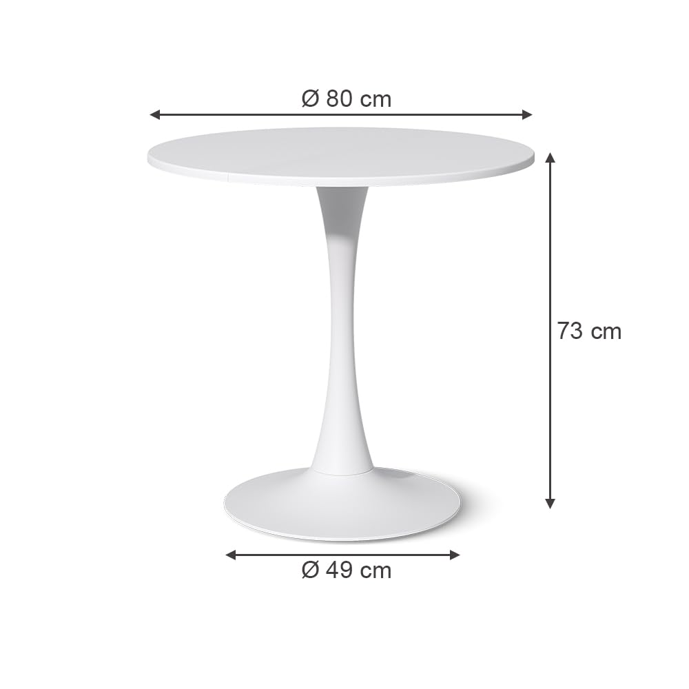 Vicco Mesa de Comedor Carl, Blanco, 80 x 80 cm | ahorra espacio para habitaciones pequeñas y montaje sencillo