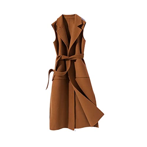 Chaleco de lana mujeres chaqueta suelta de entretiempo color caramelo talla S