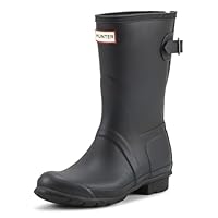 Hunter New Ladies' Original Back Adjustable Short Wellington Boots - Black - 8