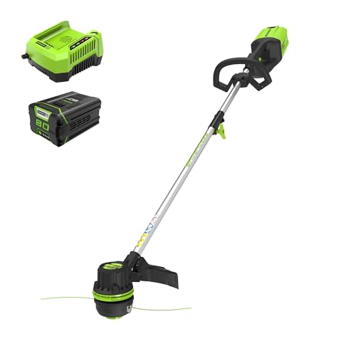 Greenworks 80V 16 inch Brushless String Trimmer, 2.0Ah Battery & Rapid Charger Included, ST80L210