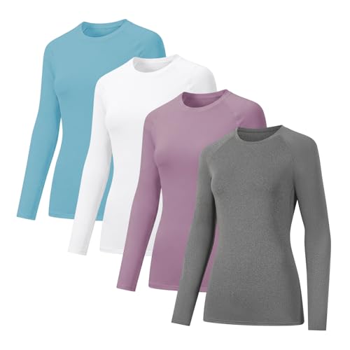 Pack de 4 hauts de compression femme manches longues pour sport et fitness