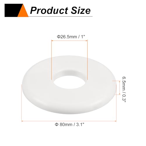 HARFINGTON 2pcs Wall Split Flange 26.5mm/1\" Self-Adhesive Plumbing Cover Plates ABS Plastic Round Escutcheon Plate Buckle Design for Water Pipe Bathroom Kitchen Decoration, White - Thumbnail 2