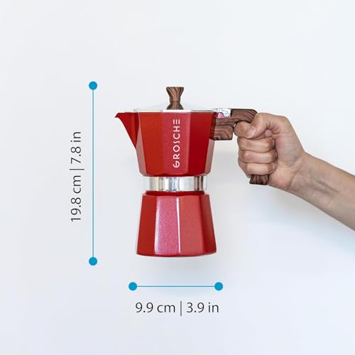 Image of GROSCHE Milano Stovetop Espresso Maker Moka Pot 6 espresso Cup, 9.3 oz, Red - Cuban Coffee Maker Stove top coffee maker Moka Italian espresso greca coffee maker brewer percolator