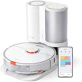 roborock S7+ Robot Vacuum and Sonic Mop with Self-Empty Dock, Stores up to 60-Days of Dust, Auto Lifting Mop, Ultrasonic Carpet Detection, 2500Pa Suction, White
