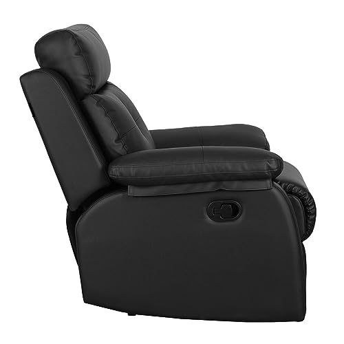 Image of Recliners India - Ohio Single Seater Recliner Sofa | 3 Modes of Comfort | Manual Recliner Chair | Cushion Armrest | Living Room Recliner Sofa | 1-Year Manufacturer Warranty | Colour- Black