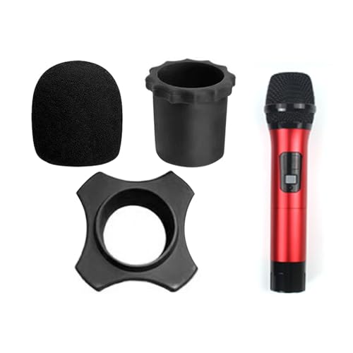 ワイヤレスマイクウィンドスクリーン、風防振ハンドヘルドマイク保護シリコンリング、アンチローリングボトムロッドスリーブホルダー、KTVマイクデバイス用フォームマイクフィルター