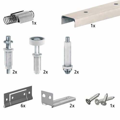 Kit de herrajes para puertas plegables de clóset - Riel de 70 pulgadas para 4 paneles hasta 30 lb - SLID'UP 200 miniatura 3