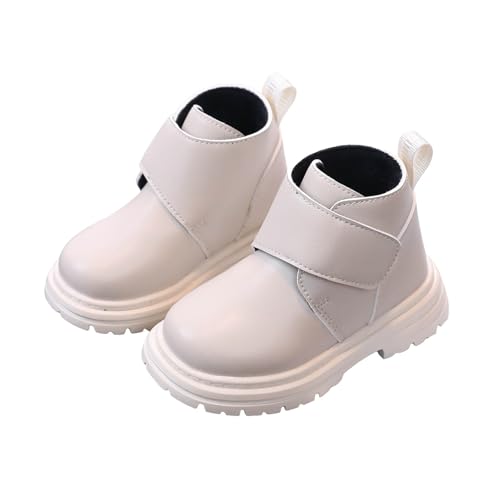 Toddler Warm Boots Ankle Booties Riding Boots Faux Leather Short Booties Warm Outdoor Hiking Boots Comfortable Water- Slip on Boots with Hook and Loop