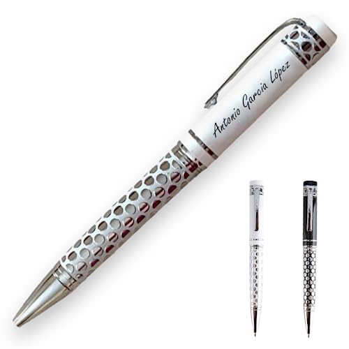 ibera gifts - Bolígrafos Personalizados, Bolígrafo Personalizado con Grabado Láser, Presentado en Bolsa de Regalo, Tamaño 14,3 cm (Blanco grande)