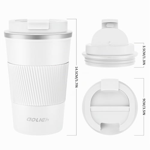 Aolieh Thermobecher 380 ml, Kaffeebecher to Go aus Edelstahl mit auslaufsicherem Deckel… – Ansicht 5