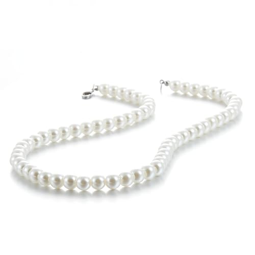 AFSTALR Collier Perle Femme Homme Collier de Perles D'Imitation, 6mm Ras de Cou Perle Blanches,...