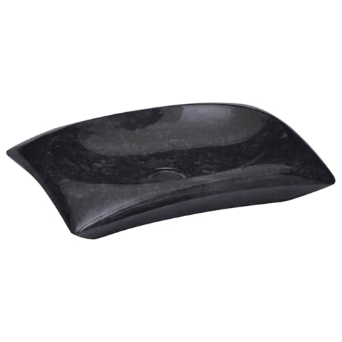 Lavabo de mármol negro Mangloder de 50x35x10 cm con desagüe para baño o aseo 2