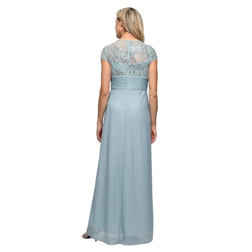 Image of Alex Evenings Women's Stretch Sequin Bodice Empire Waist Long Gown, Formal Event Dress (Petite and Regular Sizes)