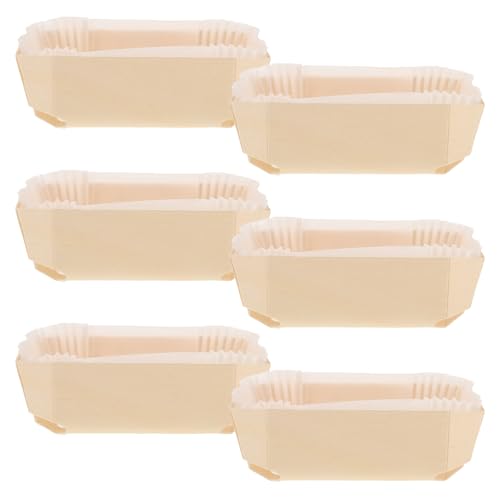 MOTHNUR Set 6 Stampi Plumcake Monouso in Carta e Legno 140x90x45mm, Teglie da Forno per Pane e Dolci, Porta Pane Usa e Getta per Panetterie e Pasticcerie