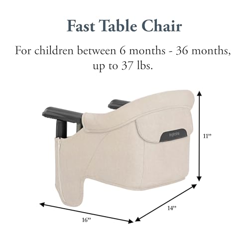 Image of Inglesina Fast Table Chair, Desert Beige - Portable Baby High Chair - for Babies & Toddlers up to 37 lbs - Collapsible - Fits Tables 0.8'' to 3.5'' Thick - Compact & Easy to Use - Travel Bag Included