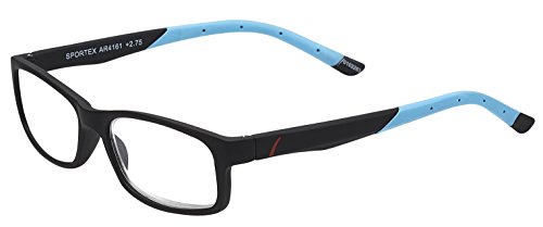 Select-A-Vision Men's Sportex Ar4161 Sport Blue Rectangular Reading Glasses, 29 mm + 1.25