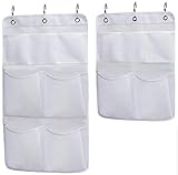 KIMBORA Pack 2 Shower Caddy Organizer for Home Hanging Bathroom Curtain Rod Quick Dry Mesh Pockets Storage with Door Hooks.