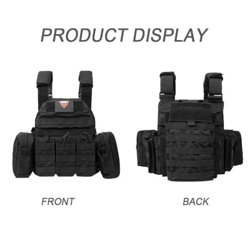 Chaleco táctico militar Molle bolsas placa portador chaleco caza combate 7