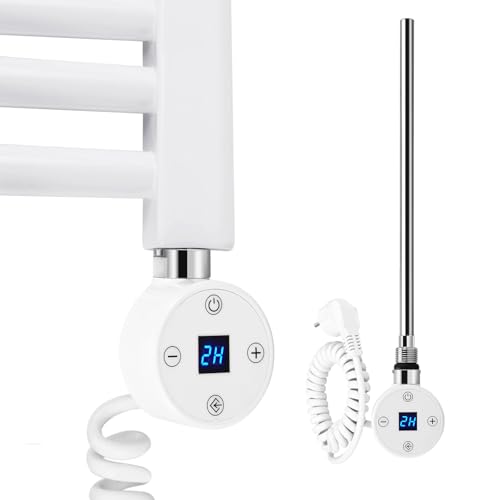 S'AFIELINA Barra de calefacción blanca de 300W con termostato digital para radiadores de baño - elemento calefactor de acero inoxidable, calentador de agua eléctrico para toalleros calefactables