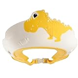 かわいい 恐竜 シャワーキャップ 洗髪 シールド 調整可能 シャンプーハット 防水 入浴キャップ 幼児 子供用 黄色