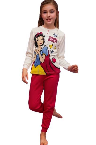 Sabor Pigiama Bambina Ragazza Principesse Biancaneve in Caldo Cotone 3545 (Panna, 9/10 Anni)