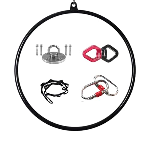 Kunovo Aerial Hoop Set Fully, Professional Metal Lyra Hoop, Aerial Yoga Ring with 1 Ceiling Anchor, 2 Locking Carabiners, 1 Swivel Buckle, 1 Nylon Strap (Size : 100 cm (39