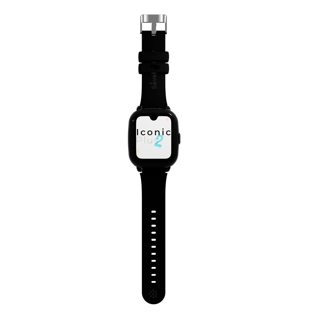 SaveFamily Iconic Plus 2 | Montre Connectée pour Enfant - Localisateur GPS | Appels, Vidéo, IA, Bouton SOS, WhatsApp, Spotify, Thermomètre, Couleur Noir