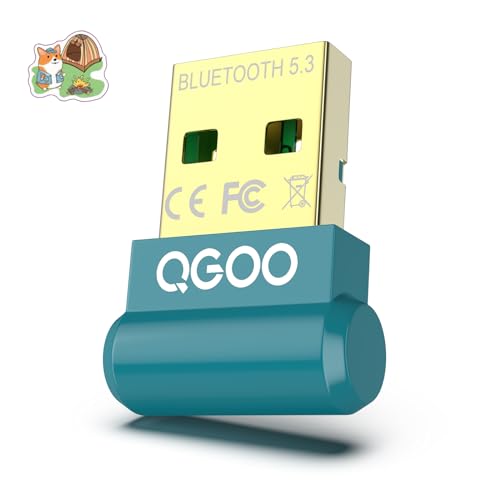 USB Bluetooth Adapter for PC - QGOO Bluetooth Dongle 5.3 EDR, Wireless Bluetooth Receiver for Desktop Computer Laptop Bluetooth Windows 8.1/10/11?green-028?