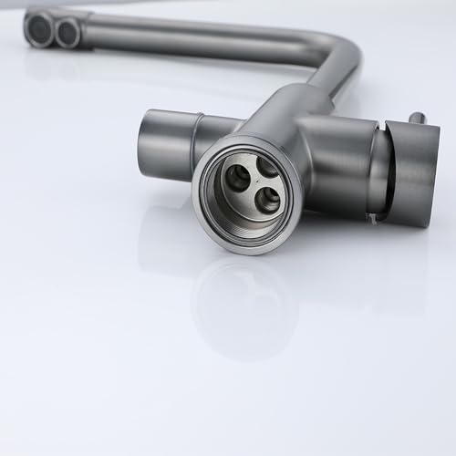 Robinet de cuisine 3 voies pour eau filtrée, mitigeur gris pivotant très pratique - 7