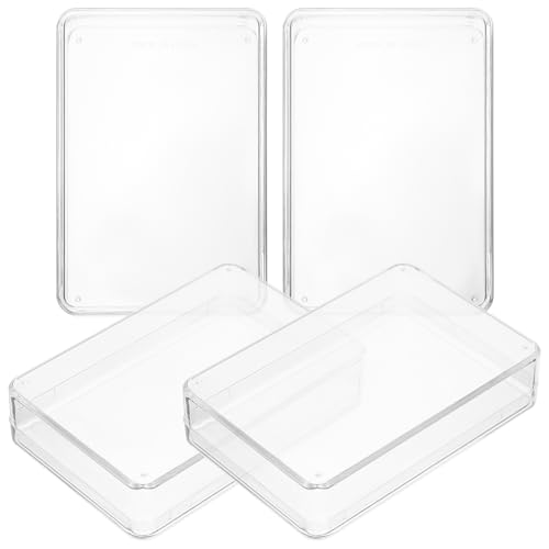 Toyvian Clear Acrylic Poker Box: 4pcs Playing Card Boxes Plastic Gaming Holder Photo Storage Containers Card Storage Organizer Deck Storage for Bank Cards Business Cards