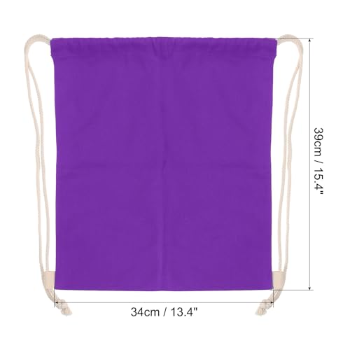 PATIKIL Cotton Drawstring Bags, Cotton Drawstring Backpack Foldable Sports Gym Bags for Women Men Gym Sports Trip Purple - Image 2