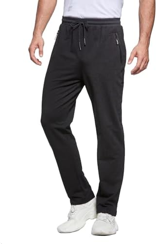 ZOXOZ Jogginghose Herren Baumwolle Trainingshose mit Reißverschlusstaschen | Baumwollstoff, elastische Taille, verstellbarer Kordelzug, Taschen mit Reißverschluss, für Fitness, Jog