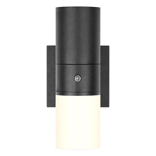 Image of SYLVANIIA Wall Mount Sconce LED Light, 11.5W, 5 CCT Select (2700K /3000K /3500K /4000K /5000K) with Built-in Sensor, Wet Rated, Black - 1 Pack (64007)