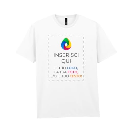 Teetaly Maglietta T-Shirt Personalizzata Stampa Fronte Retro Uomo in Cotone Organico (Bianco, M)