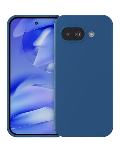 Coque Google Pixel 9a Foluu en silicone liquide bleu avec doublure microfibre
