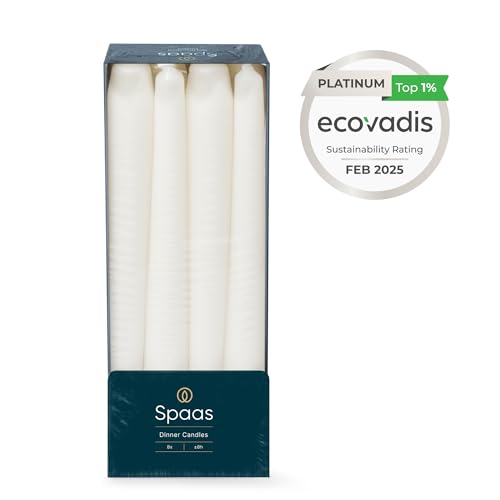 Spaas Taper Dinner Candles 8 Hours, White, 8-Piece - Image 4