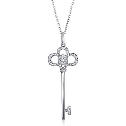 Collier clé en argent S925 pour femme avec longue chaîne minimaliste