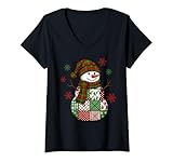Photo Gallery donna christmas trendy patchwork snowman merry christmas holiday maglietta con collo a v Photo Gallery donna christmas trendy patchwork snowman merry christmas holiday maglietta con collo a v