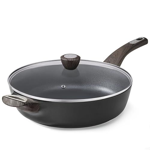 Comparison: Best Pan Material For Cooking 2 SENSARTE Nonstick Frying Pan Skillet with Lid, 13.3 Inch Large Deep Frying Pan, 6 Qt Non Stick Saute Pan with Cover, Induction Pan, Healthy Non Toxic Cooking Pan with Helper Handle, PFOA PFOS Free