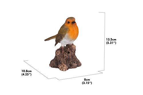 Hi-Line Gift Ltd. Motion Activated Singing Robin ON Stump, Brown; Orange