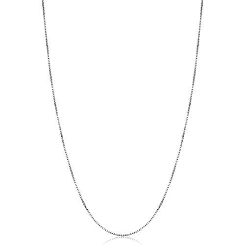 Kooljewelry 14k White Gold Box Chain Pendant Necklace for Women (0.6mm, 0.7mm, 0.8mm or 1mm/ lengths from 13 to 30 inches)