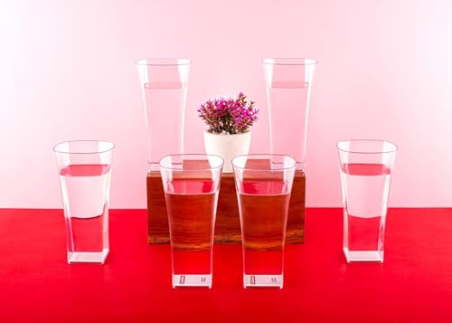 Image of SORATH Premium Drinking Glasses Set - Pcs Transparent Glassware | Stylish Tapered Glass Tumblers for Water, Juice & Cocktails | Modern Everyday Drinkware for Home & Commercial Use (Clear, Pack of 12)