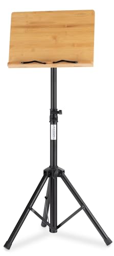 Pupitre Classic Cantabile OSW-100 en bambou – surface 33,3x22,3 cm – support livre de cuisine, lecture pour livre, smartphone, tablette – inclinaison réglable en 5 positions.