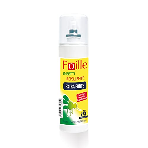 Foille Insetti Repellente Extra Forte, Spray Antizanzara con DEET 50%, Protegge fino a 8 Ore Contro Zanzare, Zecche e Flebotomi, Efficace Contro Dengue, Zika e West Nile, 100 ml