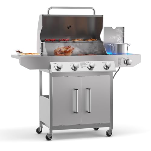 4 Burner Propane Grill with Side Burner