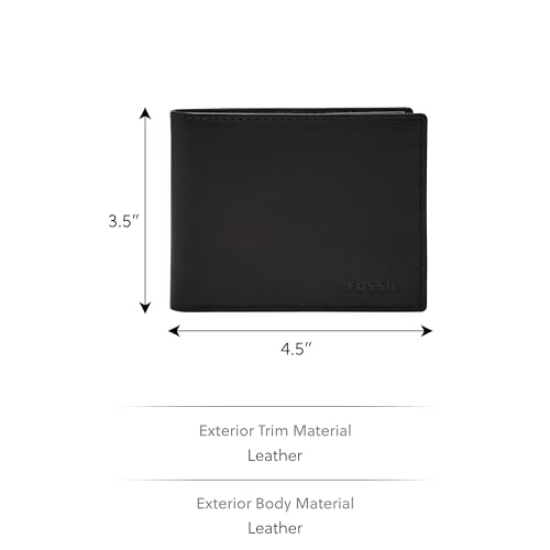 Image of Fossil Men's Wallet, Derrick Leather RFID-Blocking Wallet Bifold Passcase with Removable Card Case, Black