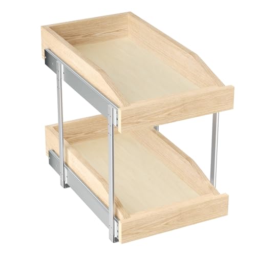 2 Tier Pull Out Cabinet Organizer, 10½" W x 21" D Cabinet Pull Out Shelves
