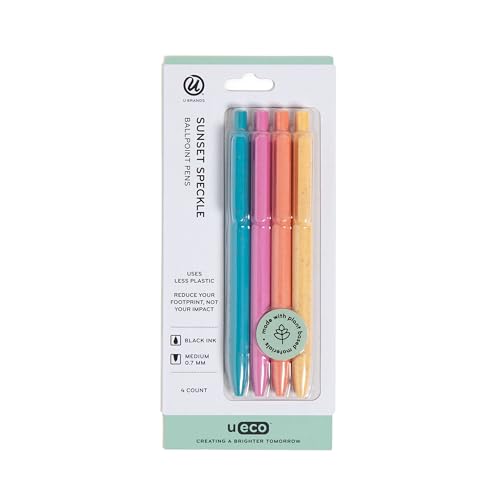 U Brands U-Eco Recycled Ballpoint Pen Set, Ballpoint Pens 0.7mm,