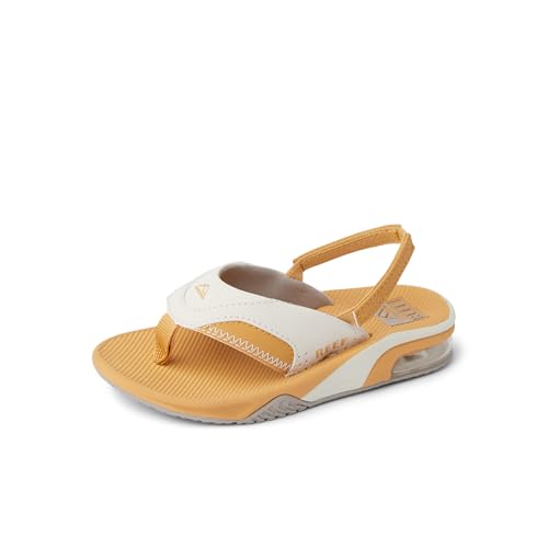 REEF Toddler/Little Kid Fanning Flip Flop, Arch Support, Durable Outsole, Water Friendly, Backstrap, Tan/Gold, 11