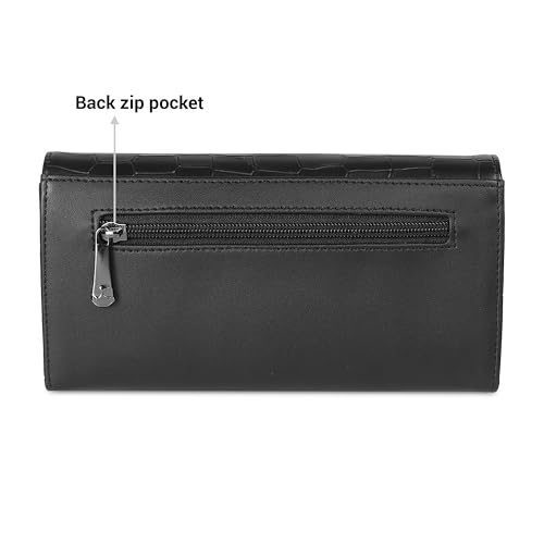 Image of Mochi Women Black Faux Leather Casual Clutch with Premium Metal Logo (95-134)